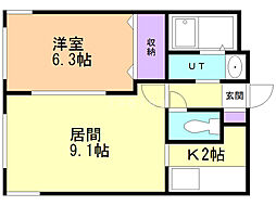 ルナ・フリオ 1LDKの間取図画像
