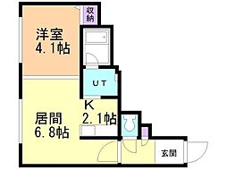 フルール美園 1LDKの間取図画像