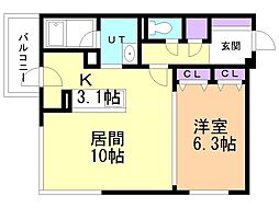 ガーデンヒルズ月寒中央 1LDKの間取図画像