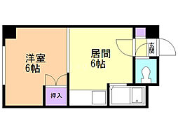 アビアシオン壱番館 1DKの間取図画像