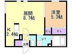 B.M.S豊平 1LDKの間取図画像