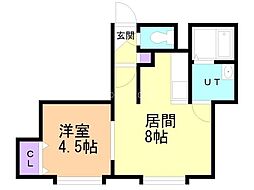 フラットJ月寒中央 1DKの間取図画像