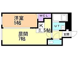 プレシェルト平岸 1LDKの間取図画像