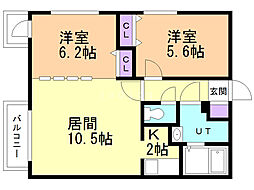 ル・ノール平岸 2LDKの間取図画像