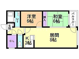 ベルメゾンときた 2LDKの間取図画像