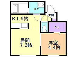 アレックス美園2 1LDKの間取図画像