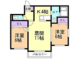 ル・ファール福住 2LDKの間取図画像