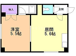 サンシティＳ・Ｓ 3階1DKの間取り