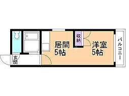 プレステージＫ 2階1DKの間取り