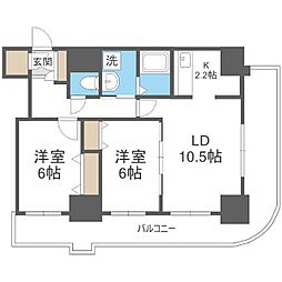 ティアラタワー中島倶楽部 2LDKの間取図画像