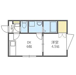 パース南郷 1DKの間取図画像