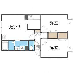 エナージ山鼻 2LDKの間取図画像