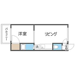 カサデューク澄川 1LDKの間取図画像