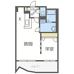 ビッグパレス中島公園リバーサイドB棟 1LDKの間取図画像