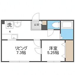 第3澄川銀座パレス 1LDKの間取図画像