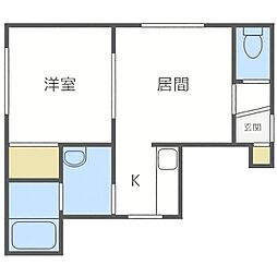 アベニーレ北円山 1DKの間取図画像