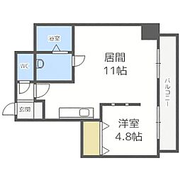 セルベッサ札幌レジデンス 1LDKの間取図画像
