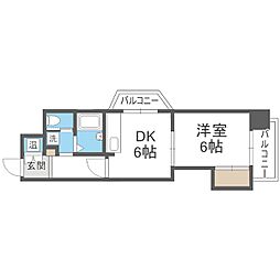 朝日プラザ北七条A棟 1DKの間取図画像