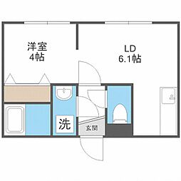 札幌市営南北線 南平岸駅 徒歩4分の賃貸アパート 3階1LDKの間取り