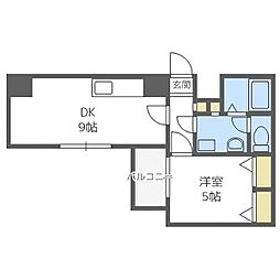 札幌市営東豊線 豊平公園駅 徒歩9分の賃貸マンション 3階1LDKの間取り