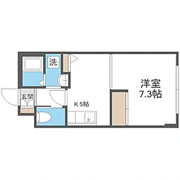 札幌市営東豊線 月寒中央駅 徒歩8分の賃貸マンション 4階1DKの間取り