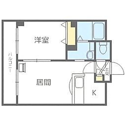 札幌市営東豊線 月寒中央駅 徒歩6分の賃貸マンション 4階1LDKの間取り