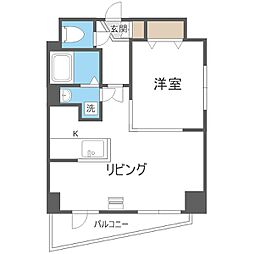 札幌市営東豊線 月寒中央駅 徒歩7分の賃貸マンション 6階1LDKの間取り