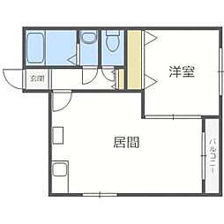 札幌市営南北線 南平岸駅 徒歩11分の賃貸アパート 3階1LDKの間取り