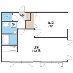 札幌市営東西線 菊水駅 徒歩3分の賃貸アパート 2階1LDKの間取り