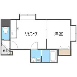 札幌市営東西線 南郷7丁目駅 徒歩9分の賃貸アパート 3階1DKの間取り