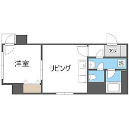 札幌市営東西線 バスセンター前駅 徒歩10分の賃貸マンション 11階1DKの間取り