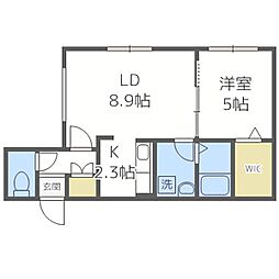 札幌市営東豊線 学園前駅 徒歩7分の賃貸マンション 4階1LDKの間取り