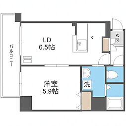 札幌市営東西線 菊水駅 徒歩5分の賃貸マンション 9階1LDKの間取り