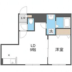 札幌市営東豊線 月寒中央駅 徒歩5分の賃貸マンション 1階1LDKの間取り