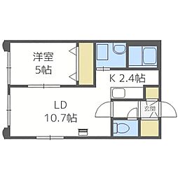札幌市営東西線 南郷13丁目駅 徒歩6分の賃貸マンション 4階1LDKの間取り