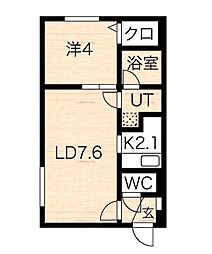 札幌市営東豊線 月寒中央駅 徒歩1分の賃貸マンション 4階1LDKの間取り