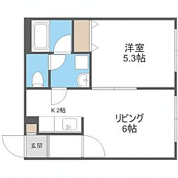 札幌市営東豊線 美園駅 徒歩6分の賃貸マンション 3階1LDKの間取り