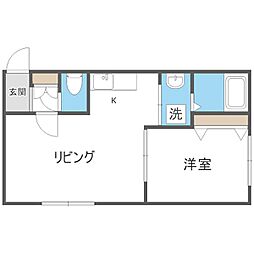 札幌市営南北線 平岸駅 徒歩1分の賃貸マンション 3階1DKの間取り