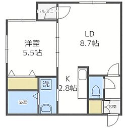 札幌市営東豊線 学園前駅 徒歩4分の賃貸マンション 1階1LDKの間取り