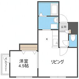 札幌市営東豊線 月寒中央駅 徒歩6分の賃貸アパート 4階1LDKの間取り