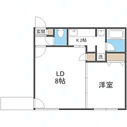 札幌市営南北線 南平岸駅 徒歩10分の賃貸マンション 4階1LDKの間取り