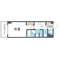 札幌市営南北線 南平岸駅 徒歩9分の賃貸マンション 3階ワンルームの間取り