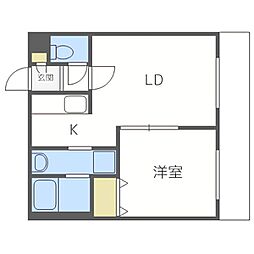 札幌市営東豊線 月寒中央駅 徒歩7分の賃貸マンション 4階1LDKの間取り