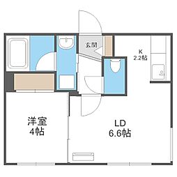 札幌市営南北線 南平岸駅 徒歩5分の賃貸マンション 4階1LDKの間取り
