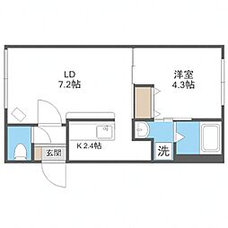 札幌市営東豊線 美園駅 徒歩2分の賃貸マンション 4階1LDKの間取り