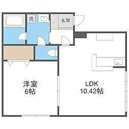 札幌市営東豊線 美園駅 徒歩5分の賃貸マンション 4階1LDKの間取り