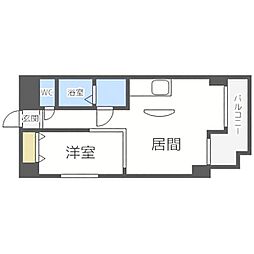 札幌市営東西線 菊水駅 徒歩5分の賃貸マンション 2階1LDKの間取り