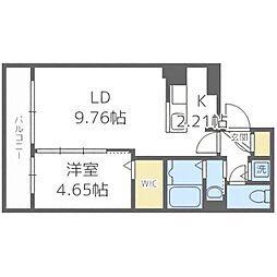 札幌市営南北線 幌平橋駅 徒歩12分の賃貸マンション 4階1LDKの間取り
