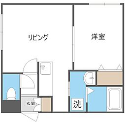 札幌市営東西線 南郷13丁目駅 徒歩5分の賃貸マンション 1階1DKの間取り