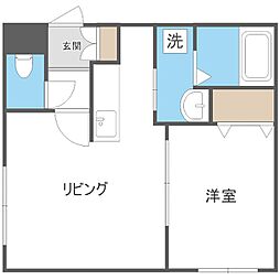 札幌市営東西線 南郷13丁目駅 徒歩5分の賃貸マンション 4階1DKの間取り